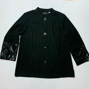 Bob Mackie Wearable Art Black Blazer Sequin Sleeves Size Medium